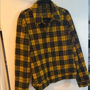 John Varvatos Yellow and Black Plaid Utility Jacket - virgin wool size 52